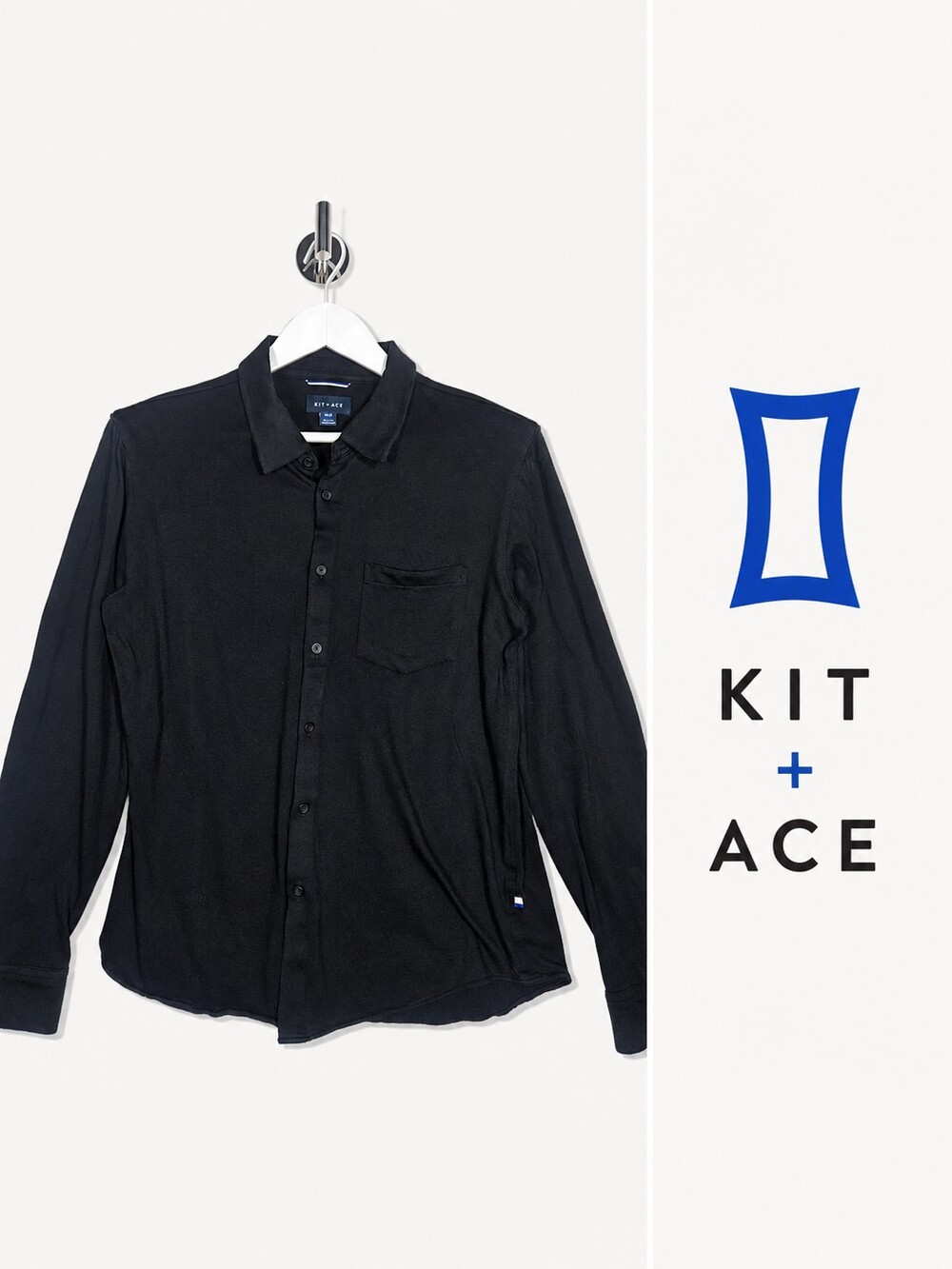 Kit + Ace Men's Black Long Sleeve Button-Up Shirt Size M